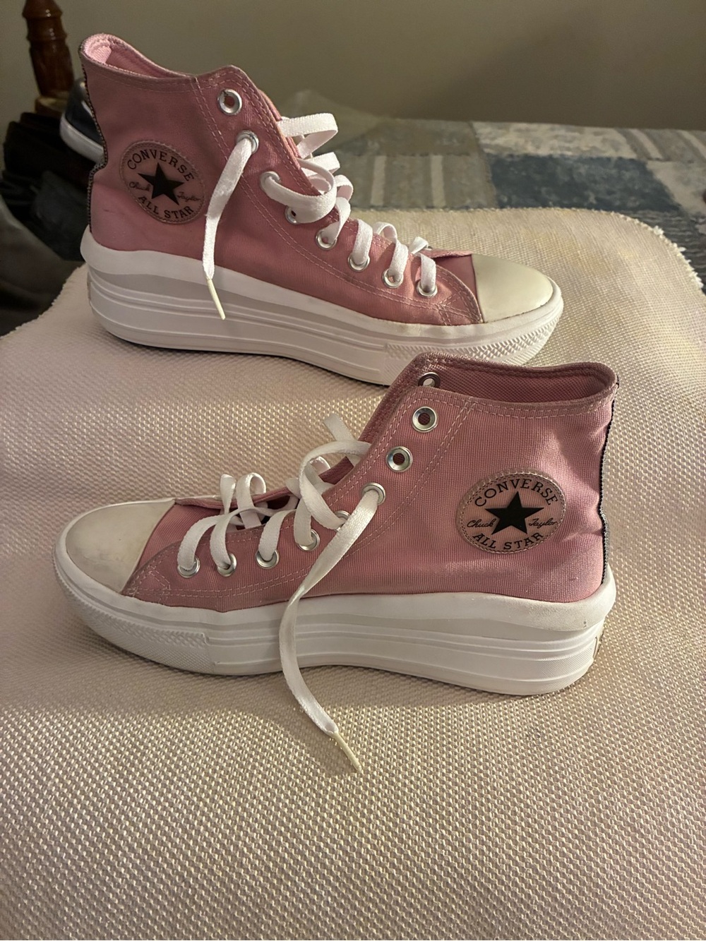 Converse Chuck Taylor All Star Pink Chunky white Platform High-Top Sneakers-woma